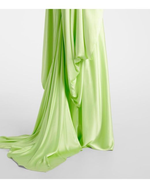 Roksanda Green Caped Satin Gown