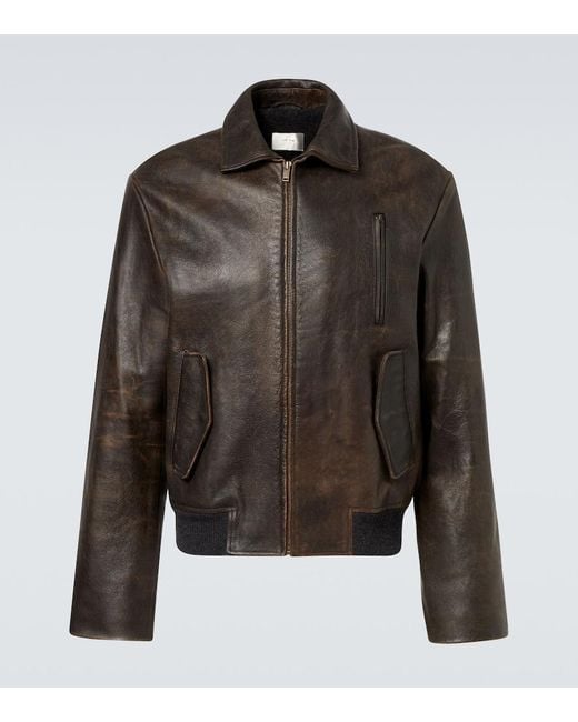 The Row Black Akia Leather Jacket for men