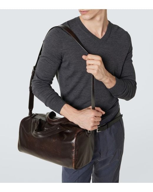 Prada Black Small Leather Duffel Bag for men