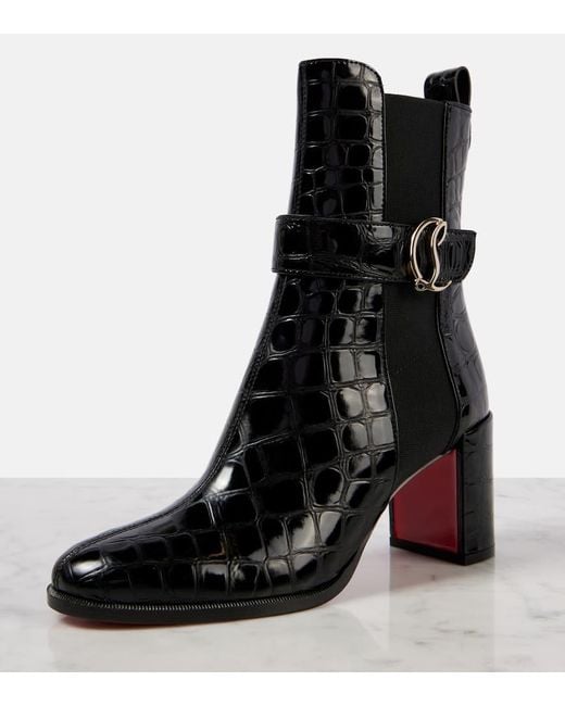 Christian Louboutin Black Ankle Boots Cl Aus Leder