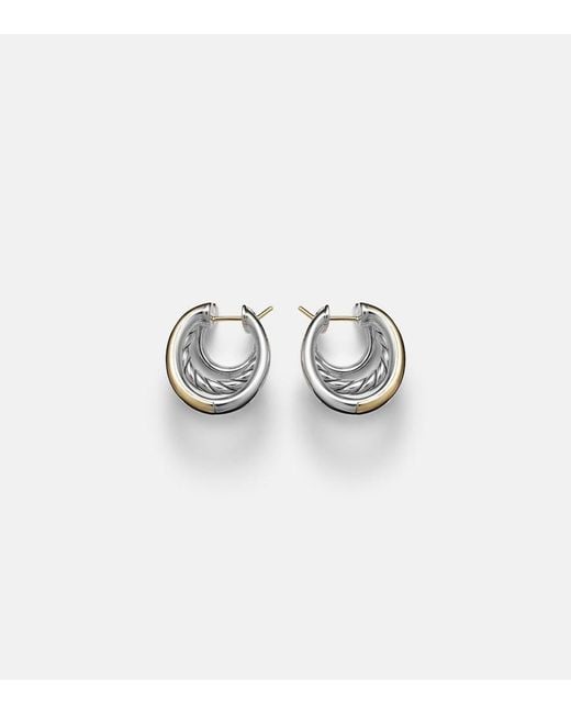 David Yurman White Dy Mercer 18Kt And Sterling Hoop Earrings With Diamonds