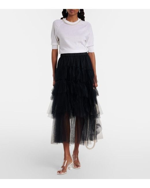 Simone Rocha White Embellished Wool And Silk Top