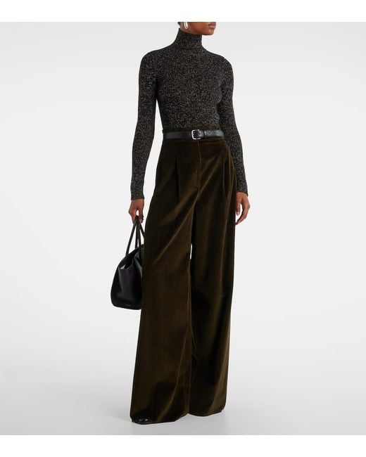 Pantalones Anchos De Pana De Algodon Max Mara de color Black
