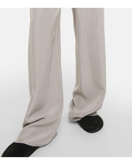 Pantaloni a gamba larga Jugi in seta a vita media di The Row in Gray