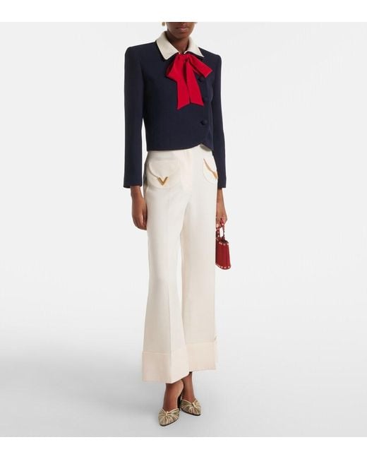 Valentino Blue Tie-Neck Virgin Wool Jacket