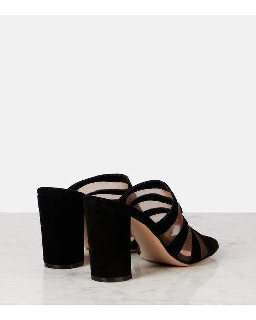 Gianvito Rossi Brown Suede And Mesh Mules
