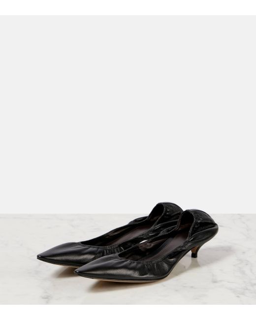 The Row Black Liisa Leather Pumps