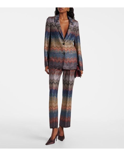 Missoni Blue Zigzag Lame Blazer