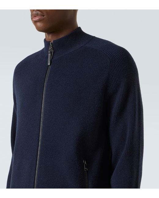 Bogner Blue Dexter Wool And Cashmere Zip-Up Sweater for men
