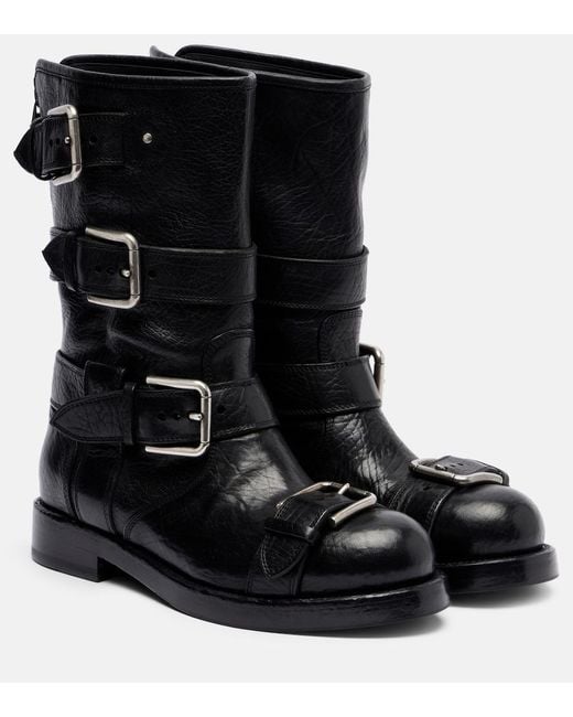 Dolce & Gabbana Black Leather Biker Boots