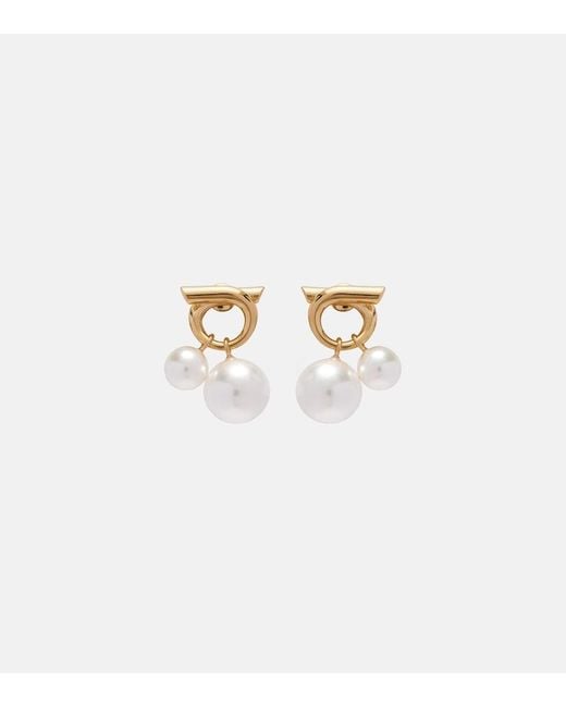 Ferragamo White Embellished Earrings