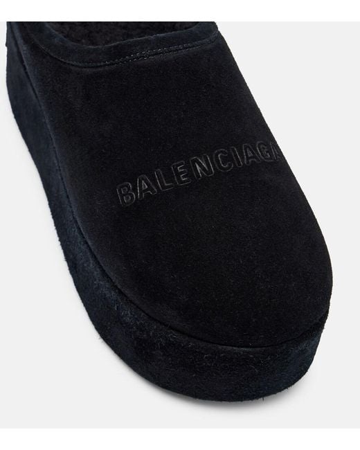 Balenciaga Black Alaska Suede Platform Mules