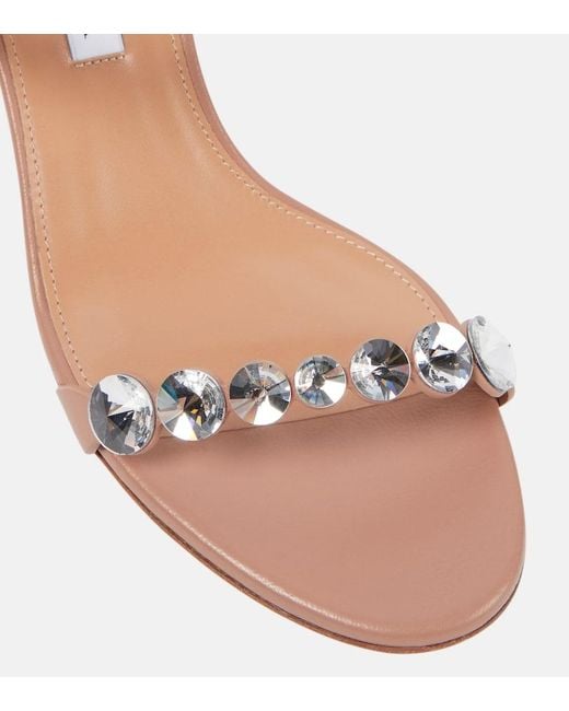 Aquazzura Pink Tequila Embellished Leather Sandals