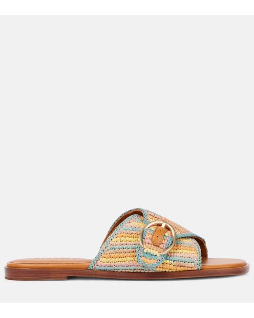 Robert Clergerie Brown Irme Raffia Slides