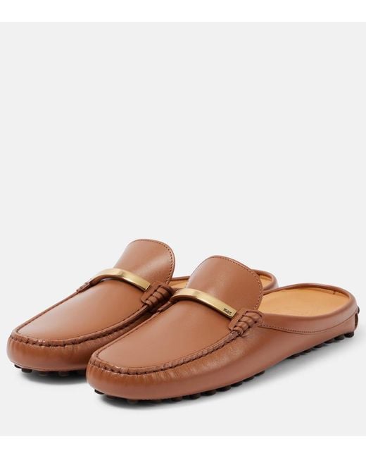 Tod's Brown Gommino Leather Mules