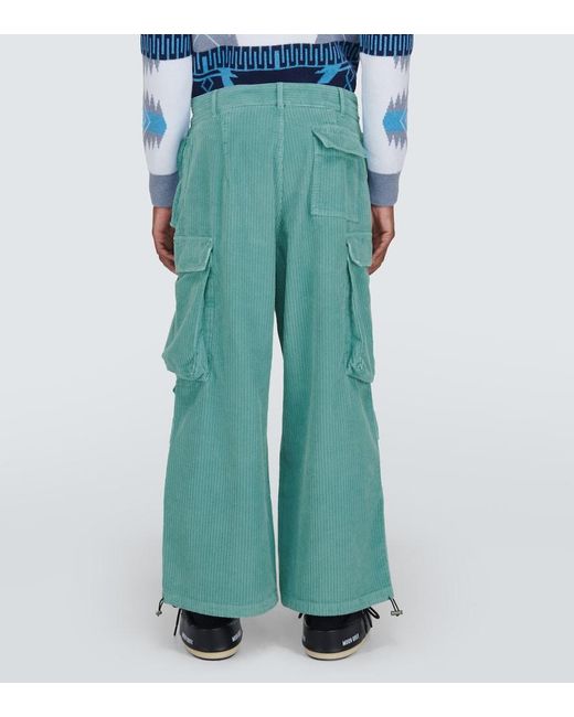 Alanui Green Velvet Corduroy Cargo Pants for men
