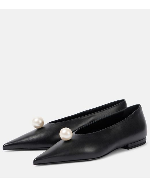 Magda Butrym Black Embellished Leather Ballet Flats