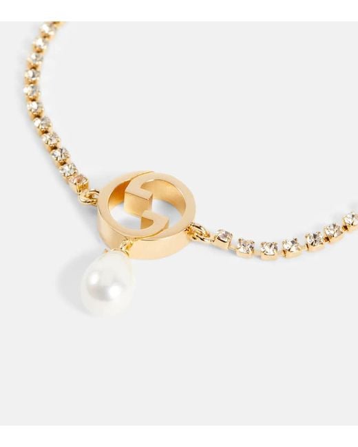 Gucci White Blondie Crystal-embellished Bracelet
