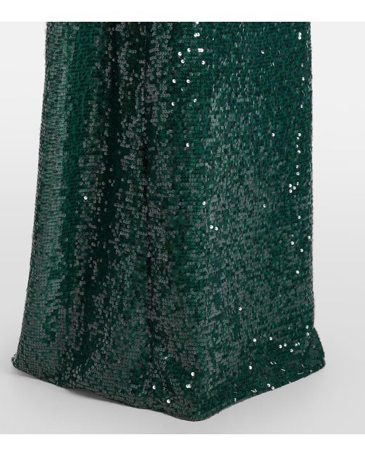 Erdem Green Robe Aus Georgette Mit Pailletten