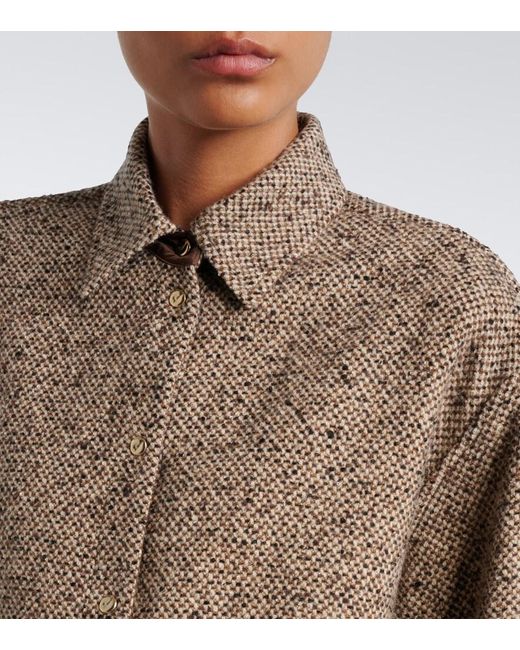 Moncler Brown Wool-Blend Tweed Overshirt