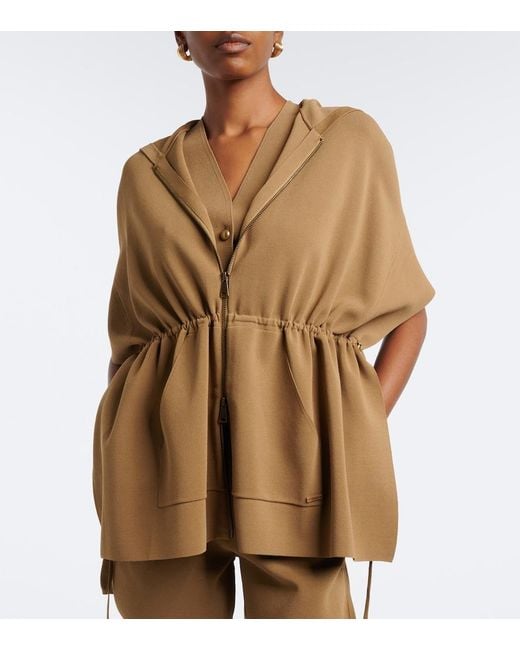 Max Mara Brown Hooded Knitted Poncho