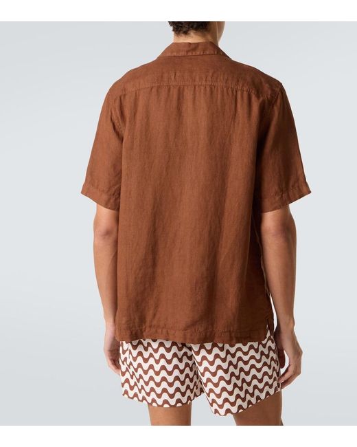 Frescobol Carioca Brown Angelo Linen Shirt for men