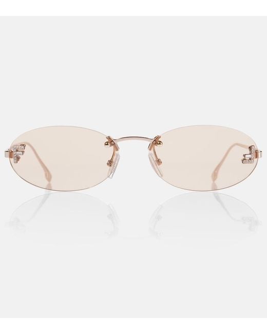 Fendi Natural First Crystal Oval Sunglasses