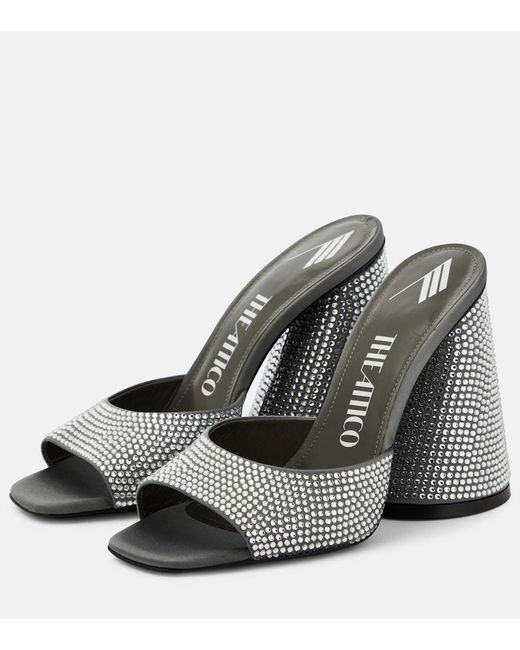 The Attico Black Luz Crystal-Embellished Leather Mules