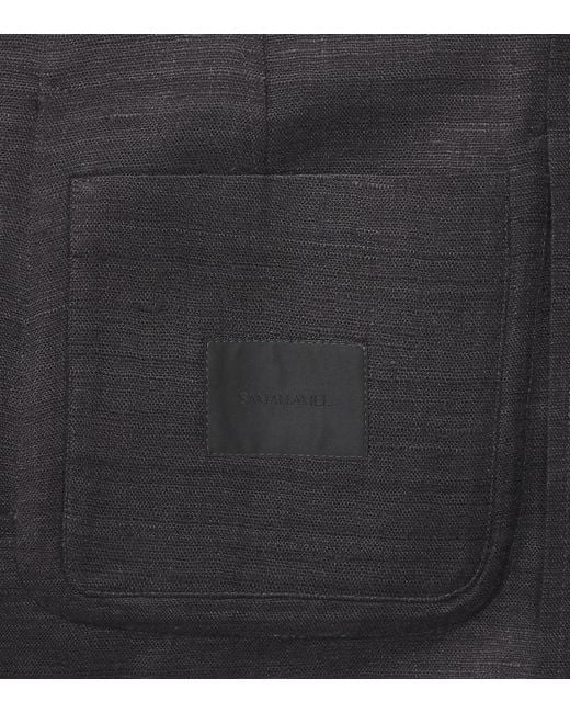 Saman Amel Black Nehru Silk Jacket for men