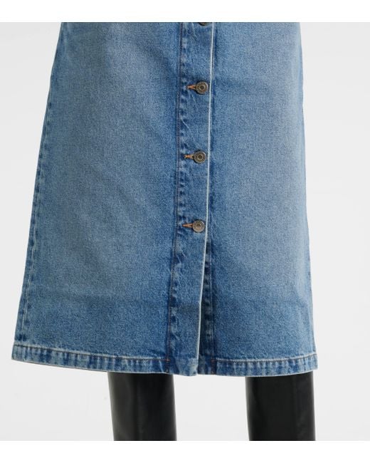 Stella McCartney Blue Chain-Detail Denim Midi Skirt