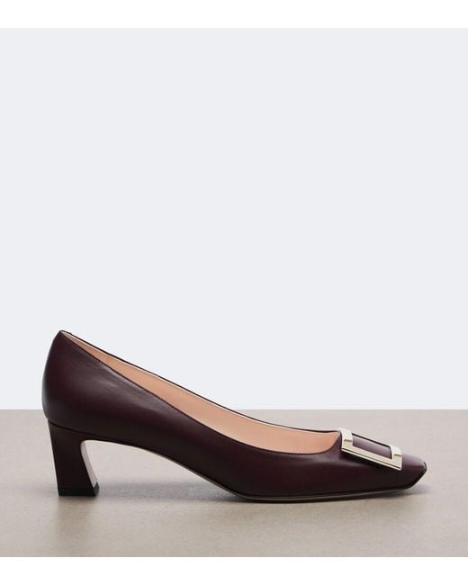Roger Vivier Brown Trompette Embellished Leather Pumps