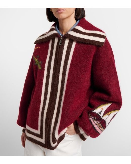 ALÉMAIS Red X Mokshini Mohair And Wool-Blend Cardigan