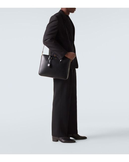 Saint Laurent Black Leather Briefcase for men