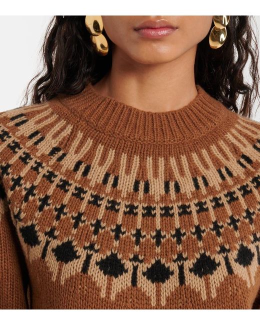 Nili Lotan Brown Fern Fair Isle Wool Sweater