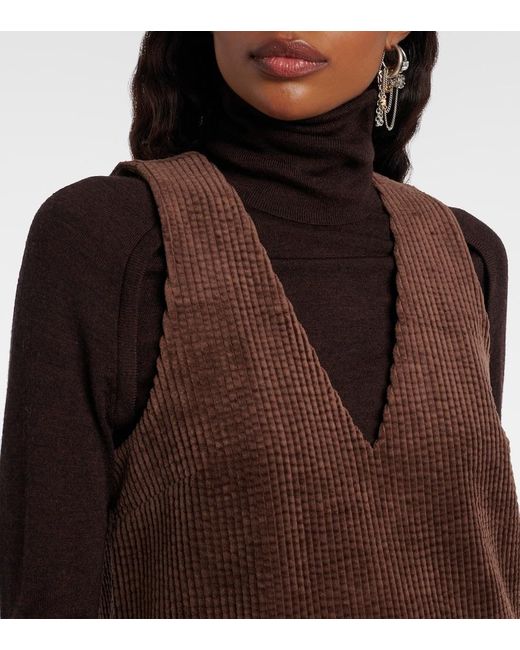 Ganni Brown Cotton Corduroy Minidress