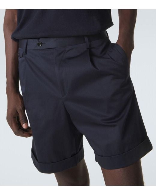 Lardini Blue Pleated Cotton-Blend Bermuda Shorts for men