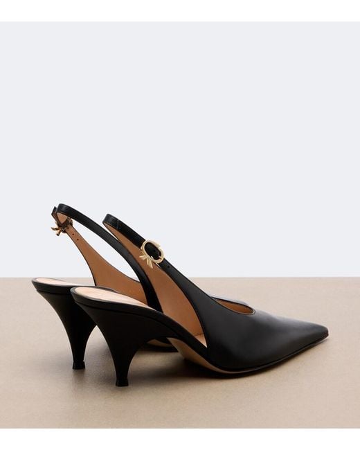 Gianvito Rossi Black Sofia Leather Slingback Pumps