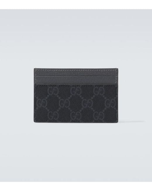 Gucci Black Gg Canvas And Leather Card Holder for men