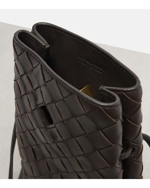Bottega Veneta Black Andiamo Intrecciato Leather Phone Pouch