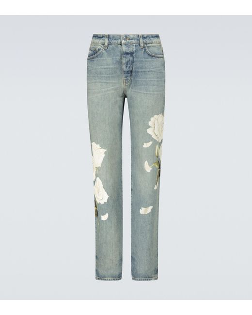 Amiri Cotton Rose-print Distressed 