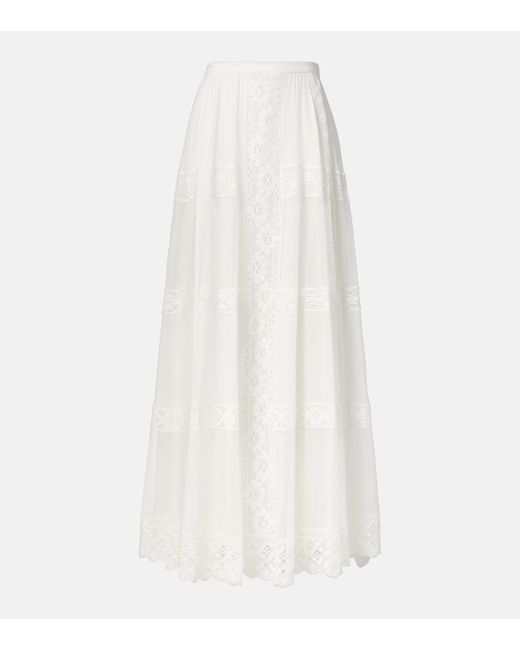 Ralph Lauren White Maxirock Malti Aus Baumwolle Und Seide