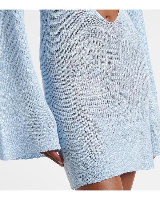 Bananhot Blue Rey Sequined Knitted Minidress