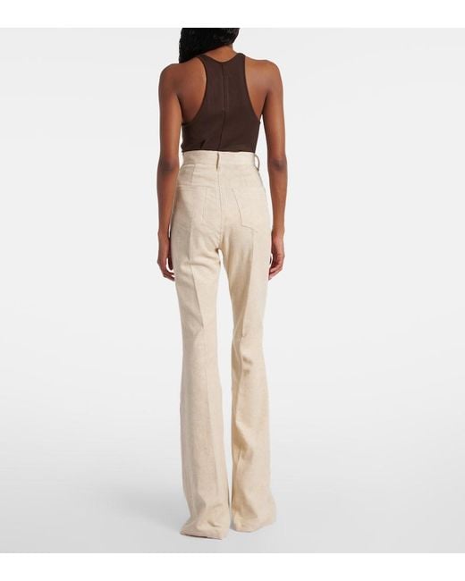 Rick Owens Natural Bolan Cotton And Linen Bootcut Jeans