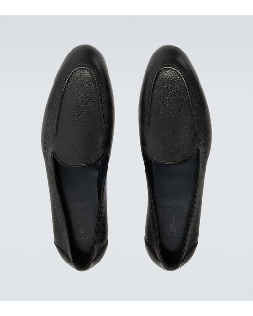 Brioni Black Appia Leather Loafers for men