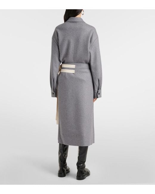 Jil Sander Gray Wool-Blend Wrap Skirt