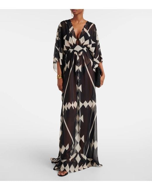 Johanna Ortiz Black Bedrucktes Maxikleid Aus Georgette