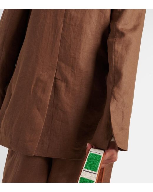 Asceno Brown Azores Linen Blazer