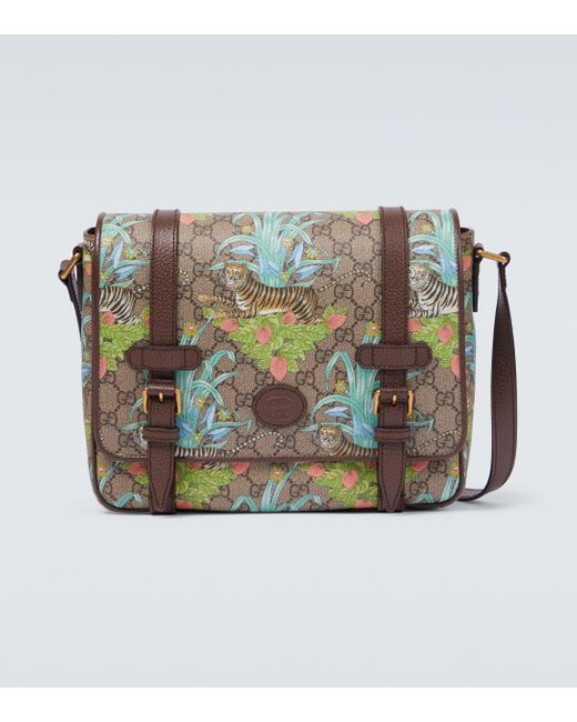 Gucci Canvas Tigerprint GG Supreme Messenger Bag in Beige (Natural) for Men Lyst