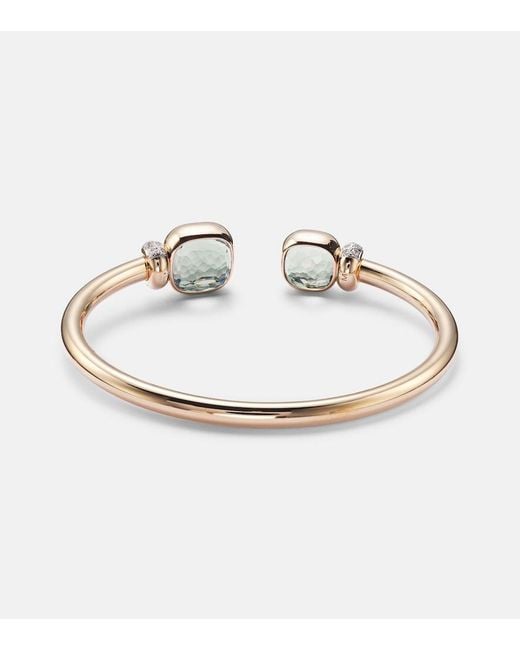 Pomellato White Nudo 18Kt Rose Cuff Bracelet With Prasiolites And Diamonds