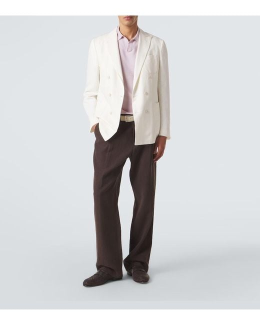 Canali Pink Cotton And Silk Polo Shirt for men